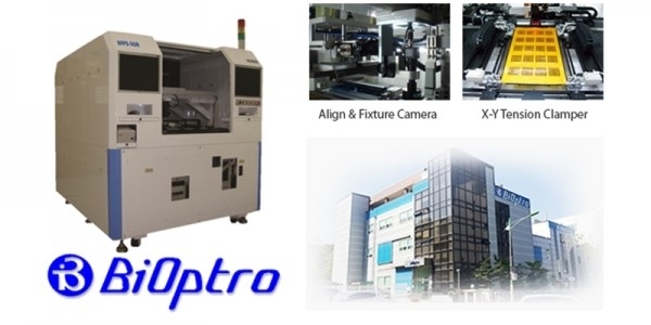 Electrical inspection equipment (BBT) for a printed circuit board (PCB) of BiOptro and company’s picture.